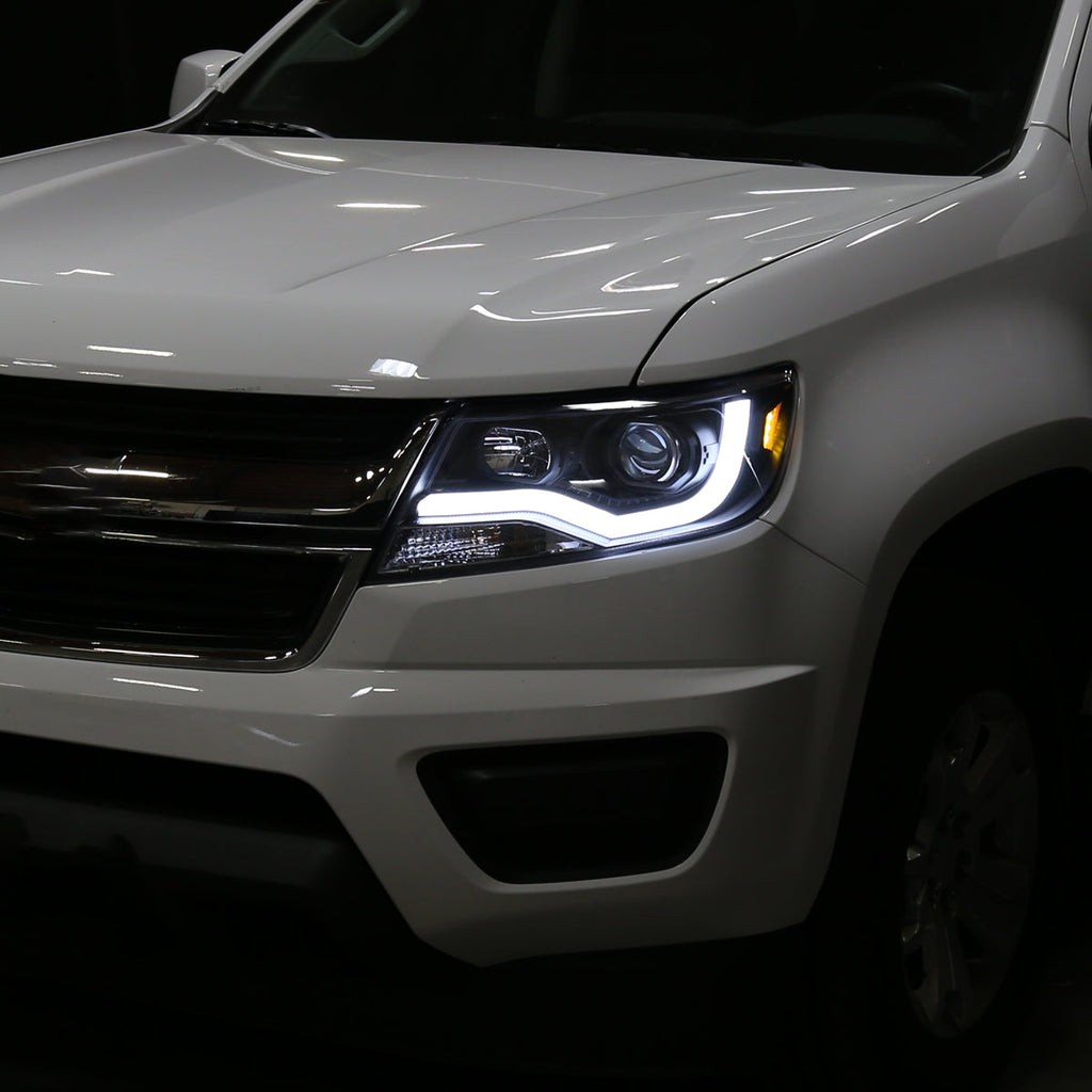 2015-2022 Chevrolet Colorado LED Bar Projector Headlights (Matte Black Housing/Clear Lens)