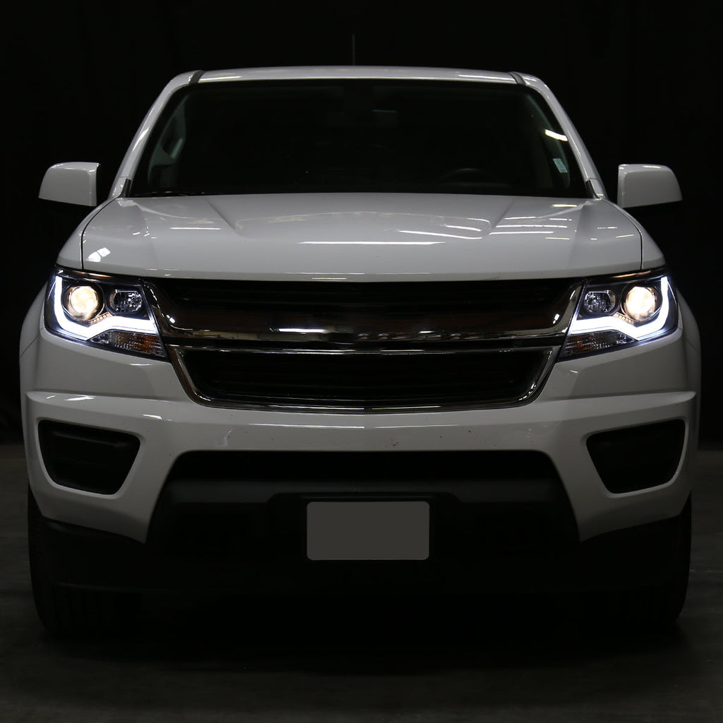 2015-2022 Chevrolet Colorado LED Bar Projector Headlights (Matte Black Housing/Clear Lens)