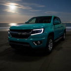 2015-2022 Chevrolet Colorado Projector Headlights w/ LED DRL Light Strip Sequential Turn Signal and Side Marker  (Black Housing / Smoked Lens)
