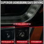 2015-2022 Chevrolet Colorado Projector Headlights w/ LED DRL Light Strip Sequential Turn Signal and Side Marker  (Black Housing / Smoked Lens)