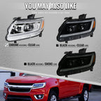 2015-2022 Chevrolet Colorado Projector Headlights w/ LED DRL Light Strip Sequential Turn Signal and Side Marker  (Black Housing / Smoked Lens)