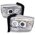 2005-2007 Dodge Dakota Dual Halo Projector Headlights (Chrome Housing/Clear Lens)
