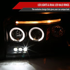 2005-2007 Dodge Dakota Dual Halo Projector Headlights (Matte Black Housing/Clear Lens)
