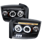 2005-2007 Dodge Dakota Dual Halo Projector Headlights (Matte Black Housing/Clear Lens)