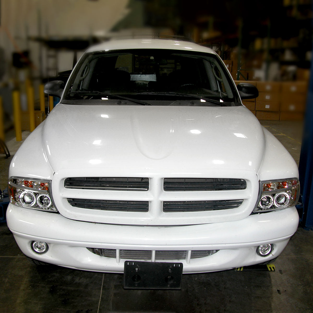 1997-2004 Dodge Dakota/ 1998-2003 Durango Dual Halo Projector Headlights (Chrome Housing/Clear Lens)