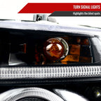 1997-2004 Dodge Dakota/ 1998-2003 Durango Dual Halo Projector Headlights (Jet Black Housing/Clear Lens)