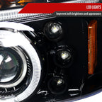 1997-2004 Dodge Dakota/ 1998-2003 Durango Dual Halo Projector Headlights (Jet Black Housing/Clear Lens)