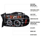 1997-2004 Dodge Dakota/ 1998-2003 Durango Dual Halo Projector Headlights (Glossy Black Housing/Smoked Lens)
