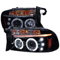 1997-2004 Dodge Dakota/ 1998-2003 Durango Dual Halo Projector Headlights (Glossy Black Housing/Smoked Lens)