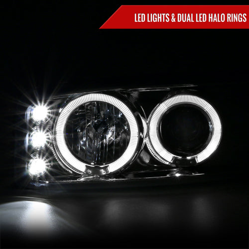1999-2006 GMC Sierra/Yukon/Yukon XL Dual Halo Projector Headlights (Chrome Housing/Clear Lens)