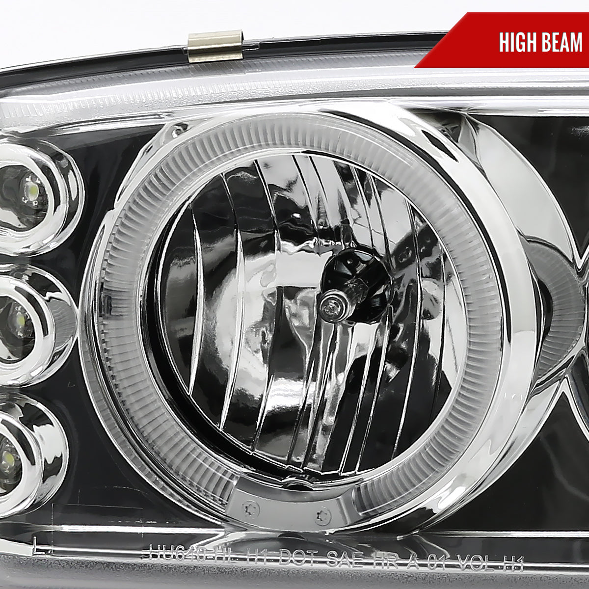1999-2006 GMC Sierra/ 2000-2006 Yukon/Yukon XL Dual Halo Projector Headlights with LED Sequential Turn Signal Bumper Lights (Chrome Housing/Clear Lens)