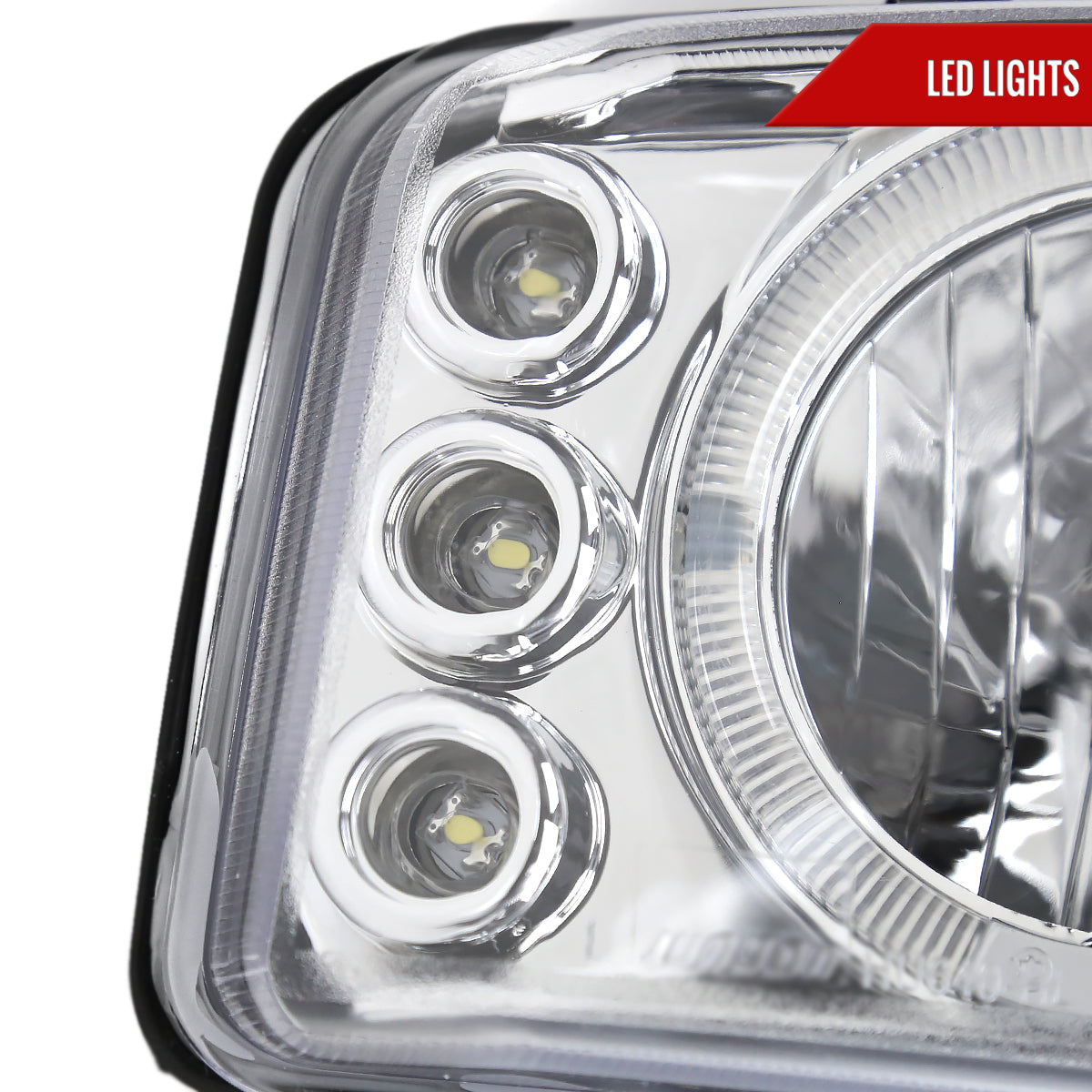 1999-2006 GMC Sierra/ 2000-2006 Yukon/Yukon XL Dual Halo Projector Headlights with LED Sequential Turn Signal Bumper Lights (Chrome Housing/Clear Lens)