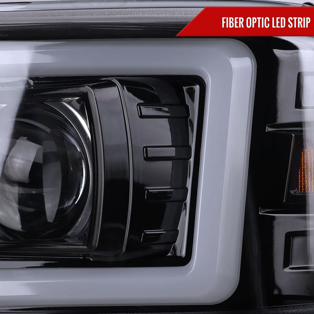 2000-2006 GMC Sierra/Denali/Yukon LED Strip Projector Headlights (Glossy Black Housing/Smoked Lens)