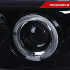 1999-2006 GMC Sierra/ 2000-2006 Yukon/Yukon XL Dual Halo Projector Headlights with LED Sequential Turn Signal Bumper Lights (Glossy Black Housing/Smoked Lens)