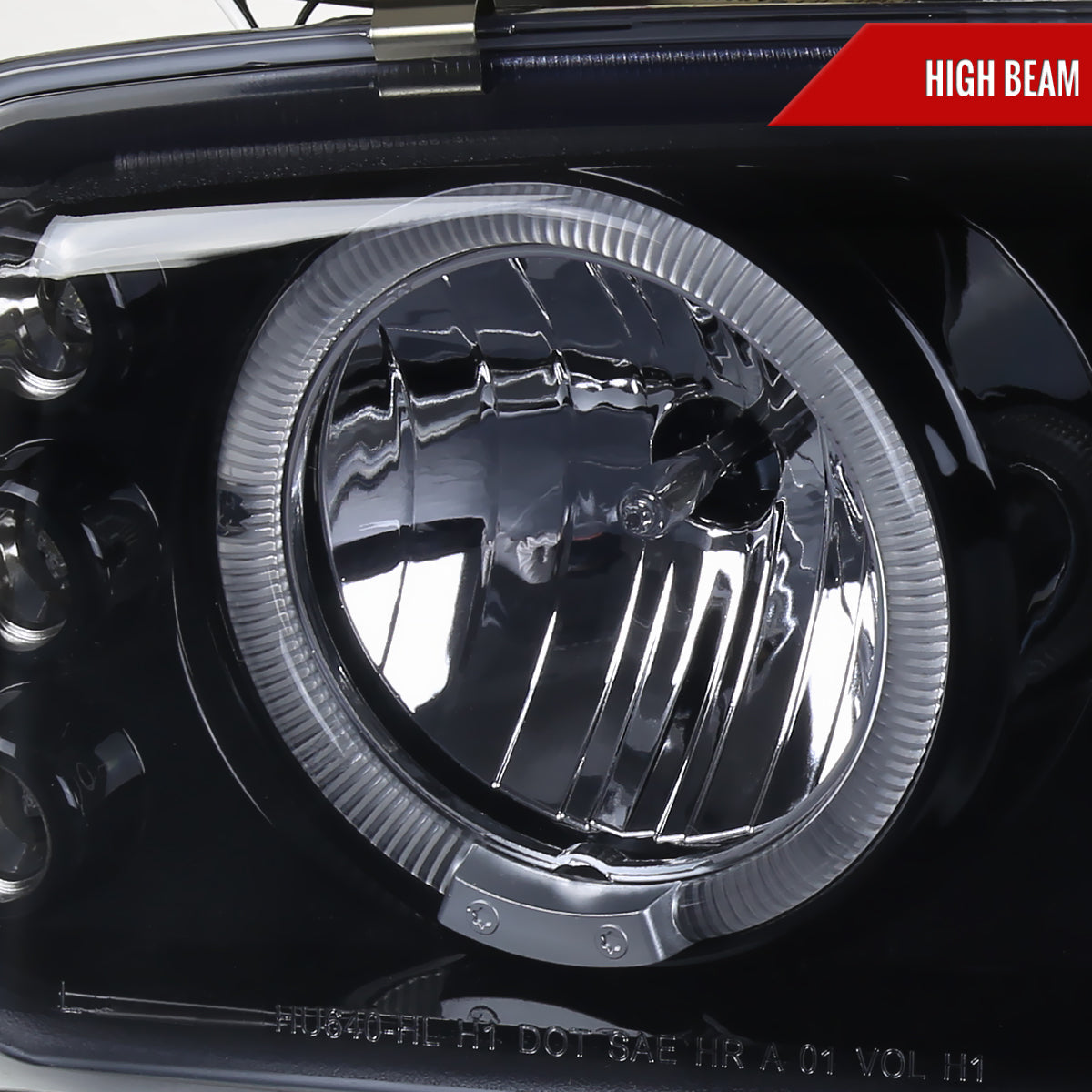1999-2006 GMC Sierra/ 2000-2006 Yukon/Yukon XL Dual Halo Projector Headlights with LED Sequential Turn Signal Bumper Lights (Glossy Black Housing/Smoked Lens)