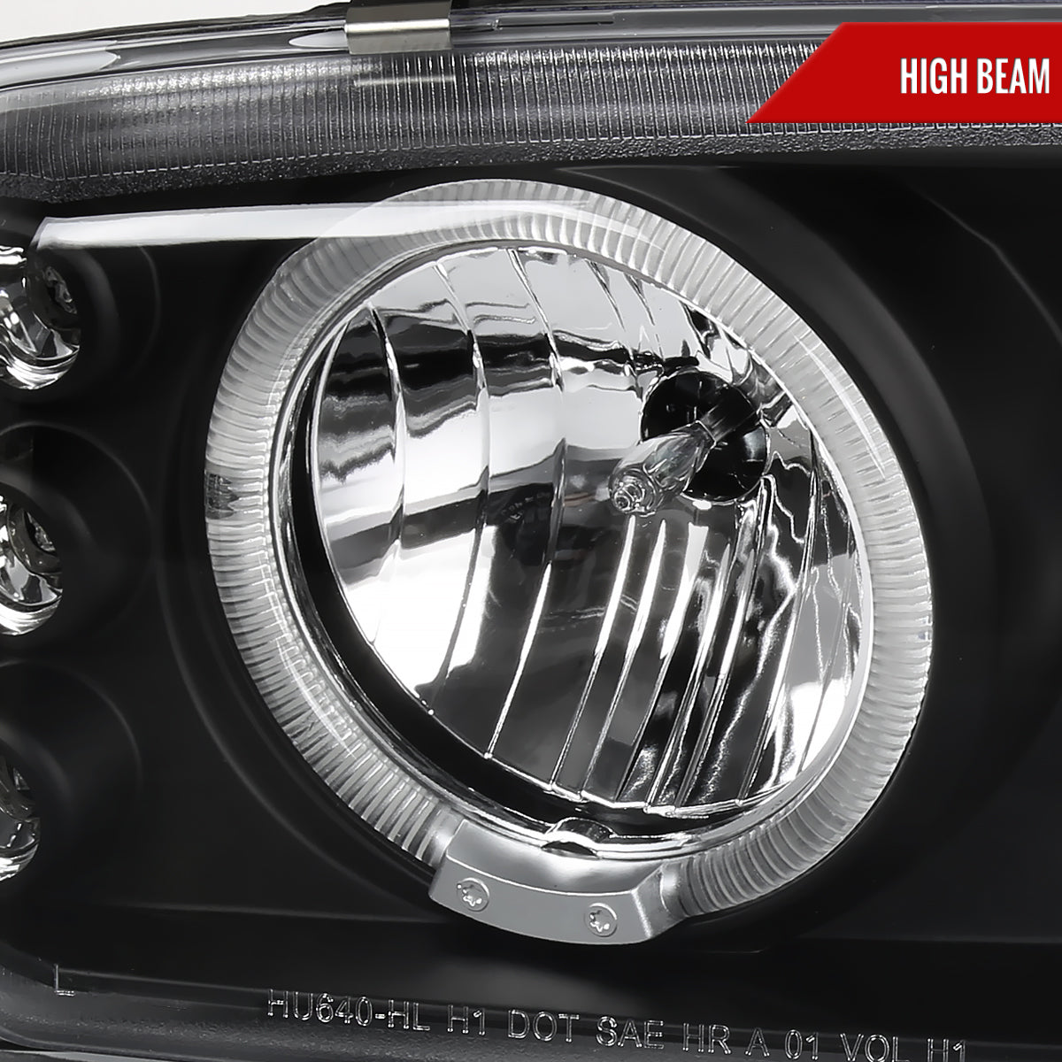 1999-2006 GMC Sierra/ 2000-2006 Yukon/Yukon XL Dual Halo Projector Headlights with LED Sequential Turn Signal Bumper Lights (Matte Black Housing/Clear Lens)
