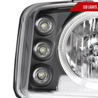 1999-2006 GMC Sierra/ 2000-2006 Yukon/Yukon XL Dual Halo Projector Headlights with LED Sequential Turn Signal Bumper Lights (Matte Black Housing/Clear Lens)