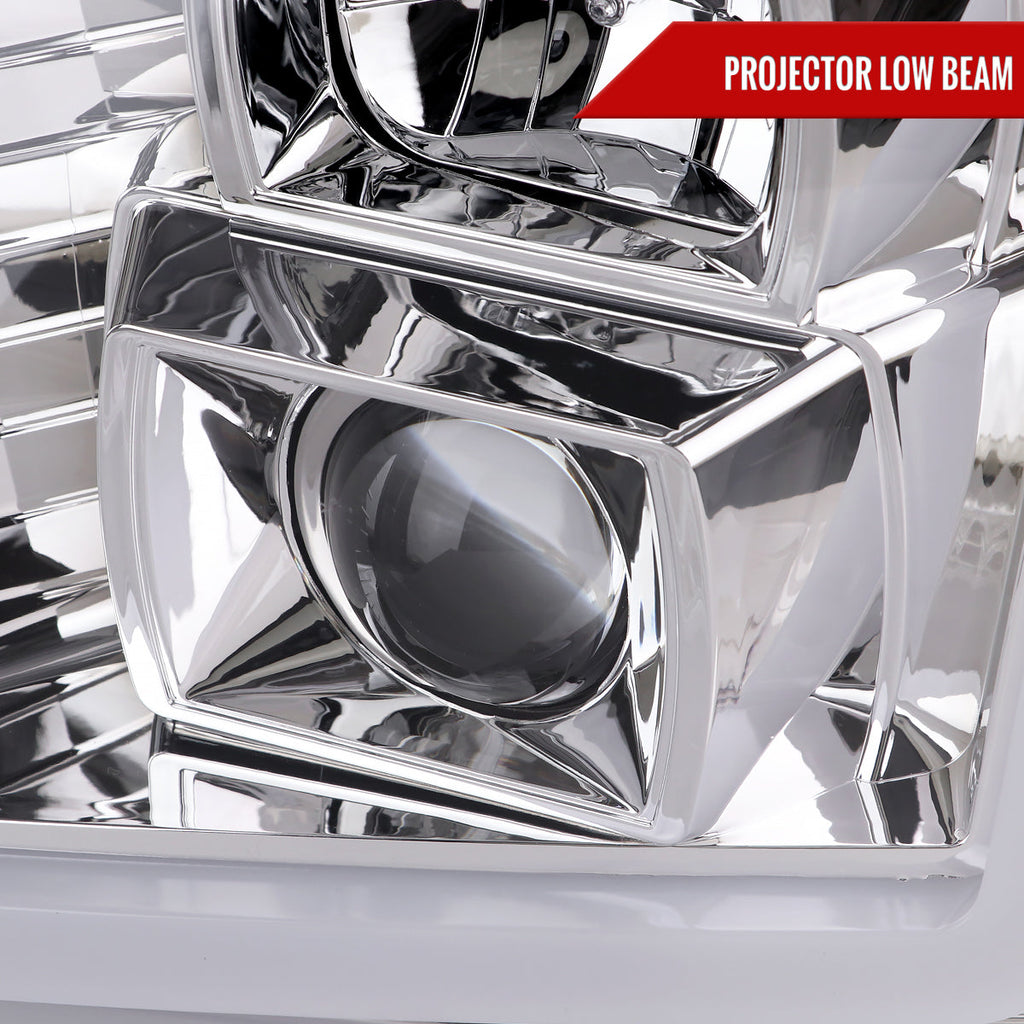 2007-2014 GMC Yukon/XL 1500/XL 2500 Switchback Sequential LED Turn Signal Projector Headlights (Chrome Housing/Clear Lens)