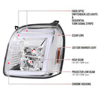 2007-2014 GMC Yukon/XL 1500/XL 2500 Switchback Sequential LED Turn Signal Projector Headlights (Chrome Housing/Clear Lens)