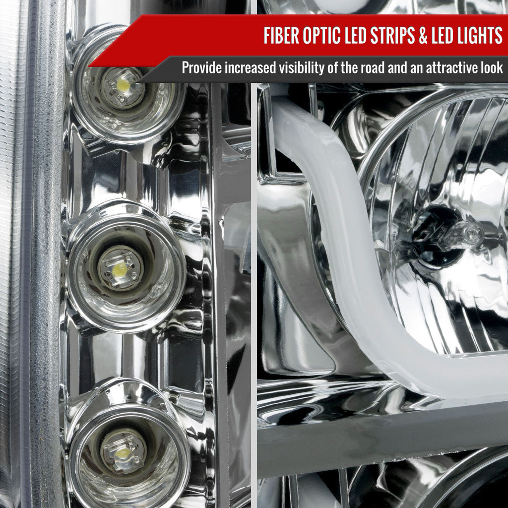 2007-2014 GMC Yukon/Yukon XL 1500/2500 LED U-Bar Projector Headlights (Chrome Housing/Clear Lens)