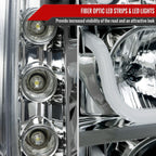 2007-2014 GMC Yukon/Yukon XL 1500/2500 LED U-Bar Projector Headlights (Chrome Housing/Clear Lens)