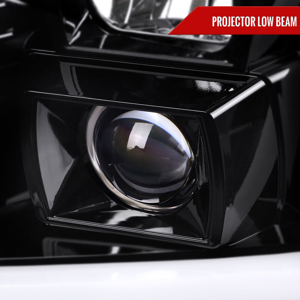 2007-2014 GMC Yukon/XL 1500/XL 2500 Switchback Sequential LED Turn Signal Projector Headlights (Jet Black Housing/Clear Lens)