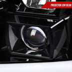 2007-2014 GMC Yukon/XL 1500/XL 2500 Switchback Sequential LED Turn Signal Projector Headlights (Jet Black Housing/Clear Lens)