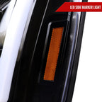 2007-2014 GMC Yukon/XL 1500/XL 2500 Switchback Sequential LED Turn Signal Projector Headlights (Jet Black Housing/Clear Lens)