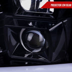 2007-2014 GMC Yukon/XL 1500/XL 2500 Switchback Sequential LED Turn Signal Projector Headlights (Glossy Black Housing/Smoked Lens)