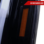 2007-2014 GMC Yukon/XL 1500/XL 2500 Switchback Sequential LED Turn Signal Projector Headlights (Glossy Black Housing/Smoked Lens)