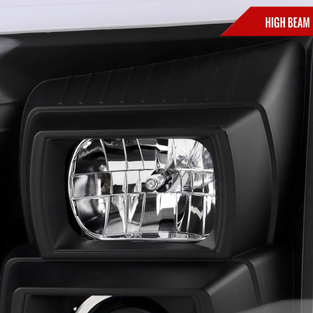2007-2014 GMC Yukon/XL 1500/XL 2500 Switchback Sequential LED Turn Signal Projector Headlights (Matte Black Housing/Clear Lens)