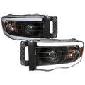 2002-2005 Dodge Ram 1500 / 2003-2005 Dodge Ram 2500 / 3500 LED Tube Projector Headlights(Matte Black Housing/Clear Lens)