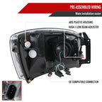 2006-2008 Dodge RAM 1500/ 2006-2009 RAM 2500 3500 Retro Style Projector Headlights (Chrome Housing/Clear Lens)