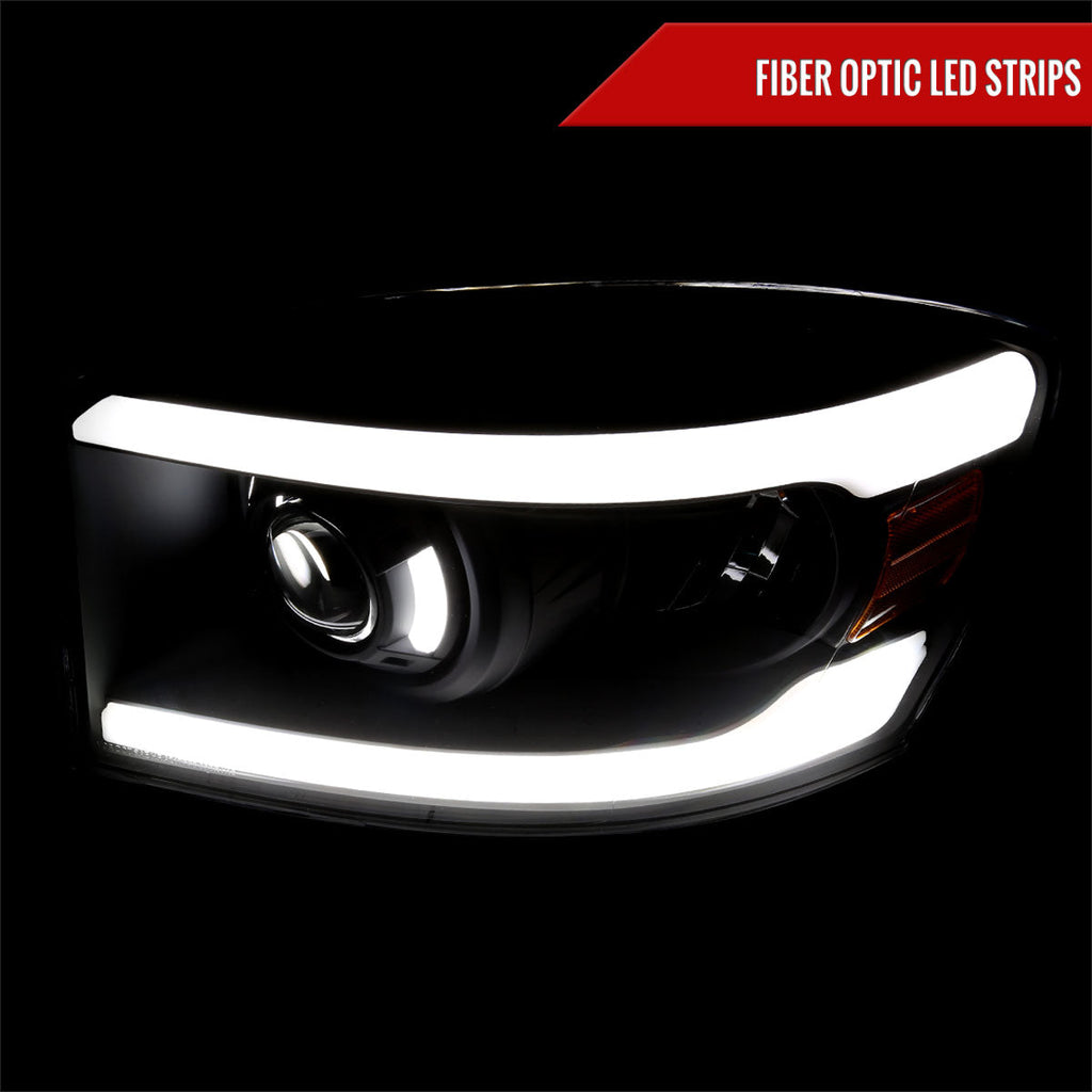 2006-2008 Dodge RAM 1500/ 2006-2009 Dodge RAM 2500/3500 LED Tube Projector Headlights (Matte Black Housing/Clear Lens)