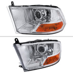 2009-2018 Dodge RAM 1500 / 2019-2021 RAM Classic / 2010-2018 RAM 2500 3500 Retro Style Projector Headlights (Chrome Housing/Clear Lens)