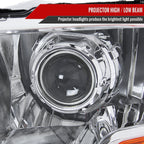 2009-2018 Dodge RAM 1500 / 2019-2021 RAM Classic / 2010-2018 RAM 2500 3500 Retro Style Projector Headlights (Chrome Housing/Clear Lens)