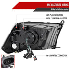 2009-2018 Dodge RAM 1500 / 2019-2021 RAM Classic / 2010-2018 RAM 2500 3500 Retro Style Projector Headlights (Chrome Housing/Clear Lens)