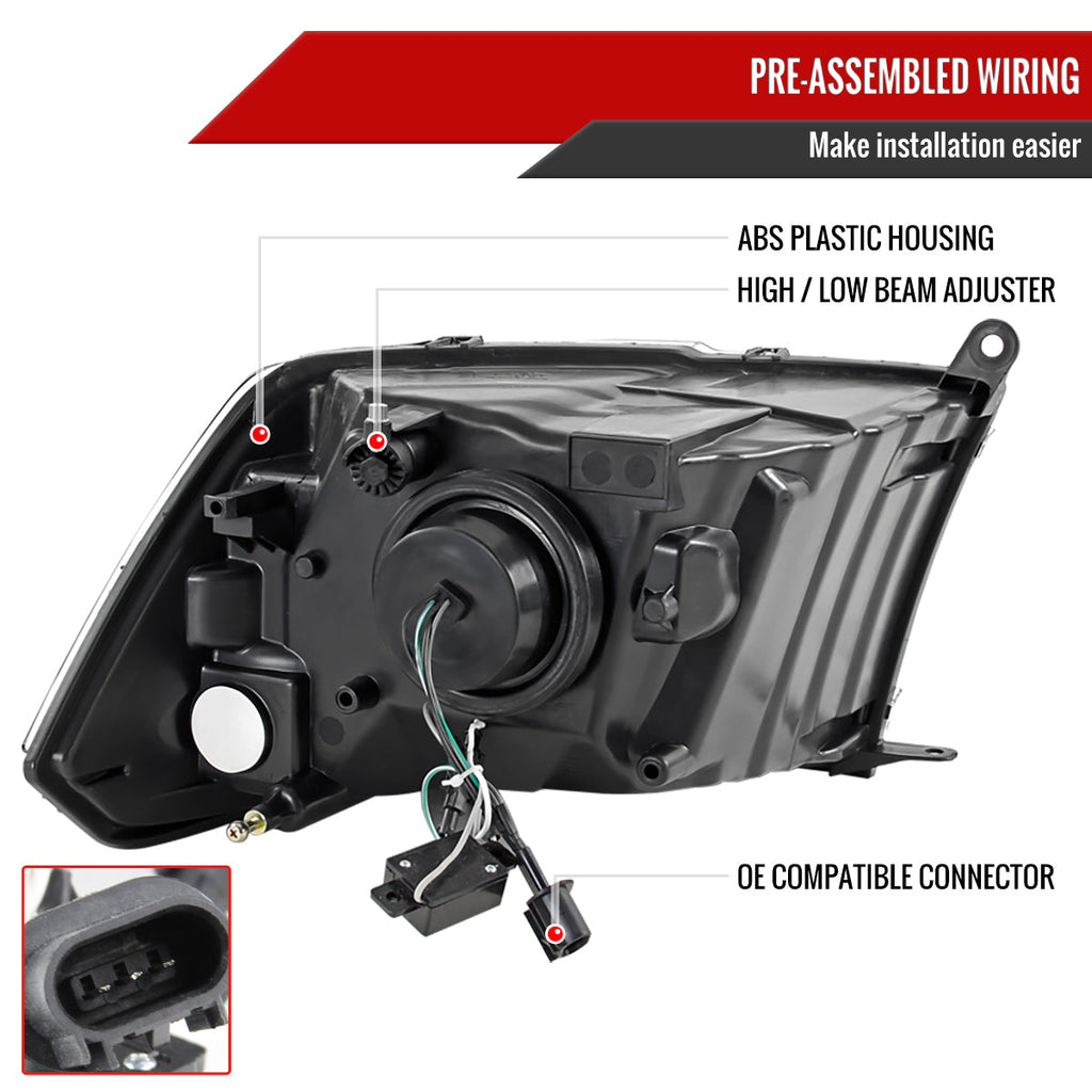 2009-2018 Dodge RAM 1500 / 2019-2021 RAM Classic / 2010-2018 RAM 2500 3500 Retro Style Projector Headlights (Matte Black Housing/Clear Lens)