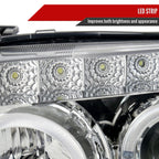 2005-2007 Ford Escape Dual Halo Projector Headlights w/ SMD LED Light Strip (Chrome Housing/Clear Lens)
