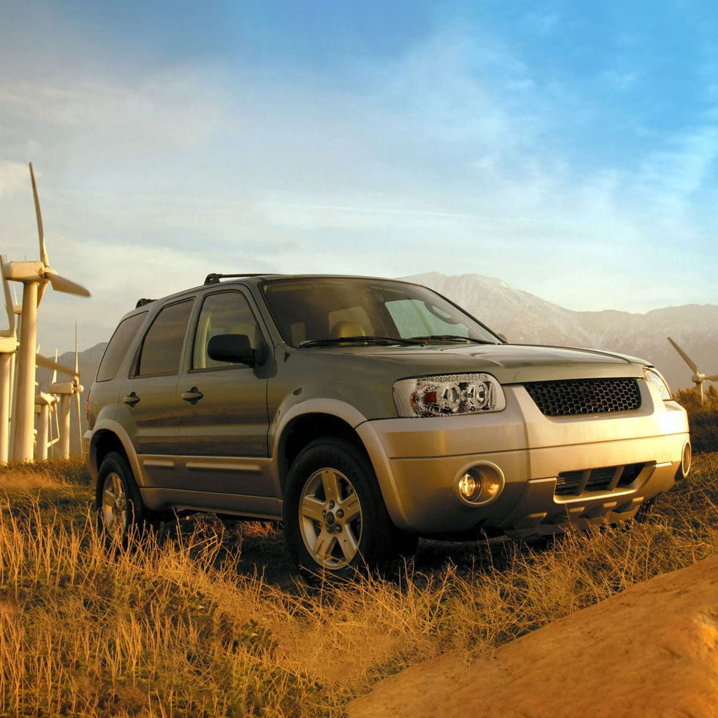 2005-2007 Ford Escape Dual Halo Projector Headlights w/ SMD LED Light Strip (Chrome Housing/Clear Lens)