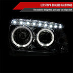 2005-2007 Ford Escape Dual Halo Projector Headlights w/ SMD LED Light Strip (Chrome Housing/Smoked Lens)