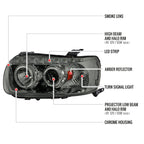 2005-2007 Ford Escape Dual Halo Projector Headlights w/ SMD LED Light Strip (Chrome Housing/Smoked Lens)