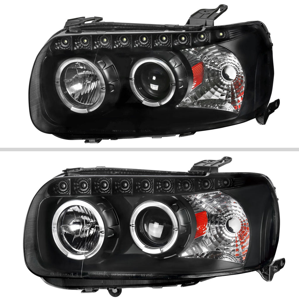2005-2007 Ford Escape Dual Halo Projector Headlights w/ SMD LED Light Strip (Matte Black Housing/Clear Lens)