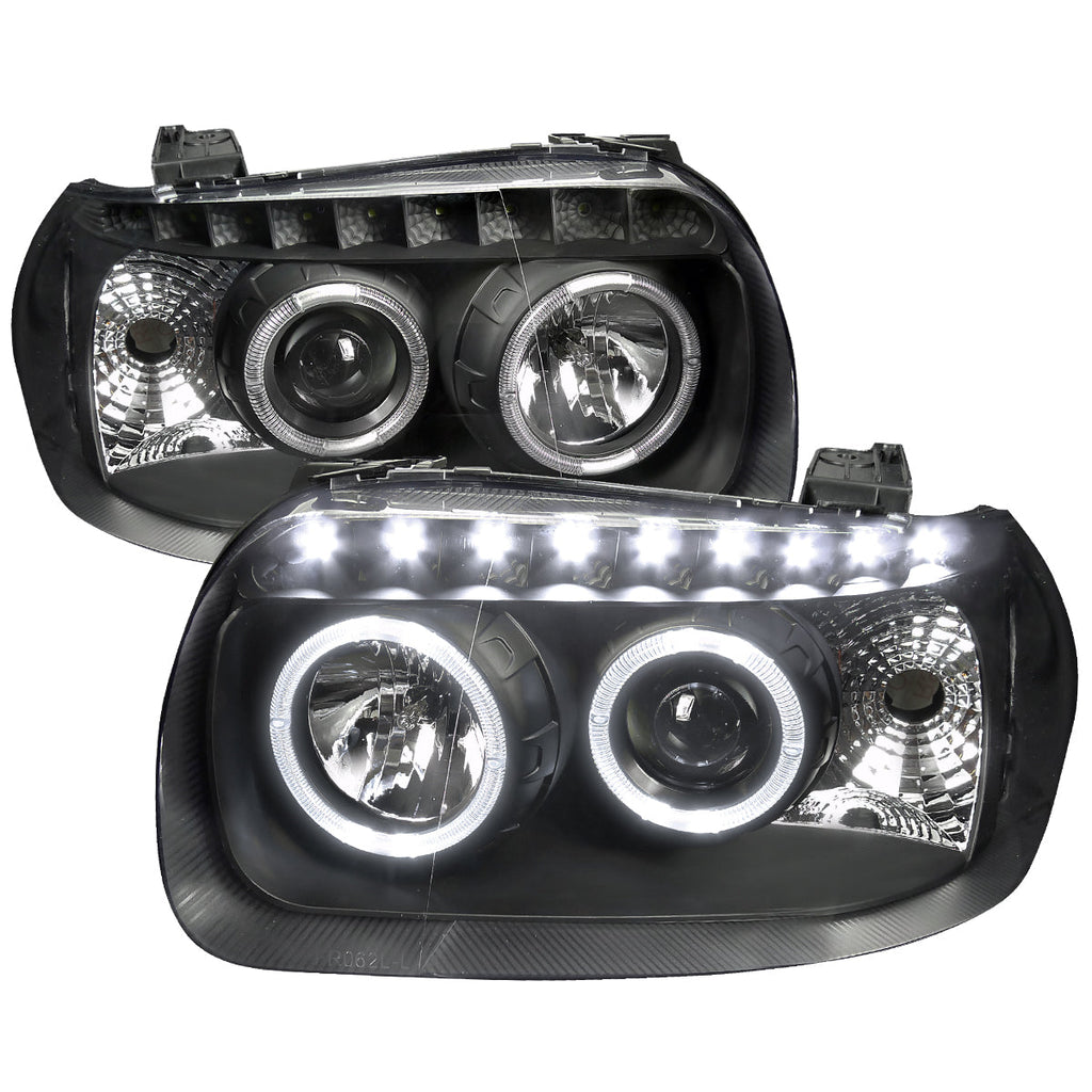 2005-2007 Ford Escape Dual Halo Projector Headlights w/ SMD LED Light Strip (Matte Black Housing/Clear Lens)
