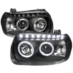 2005-2007 Ford Escape Dual Halo Projector Headlights w/ SMD LED Light Strip (Matte Black Housing/Clear Lens)