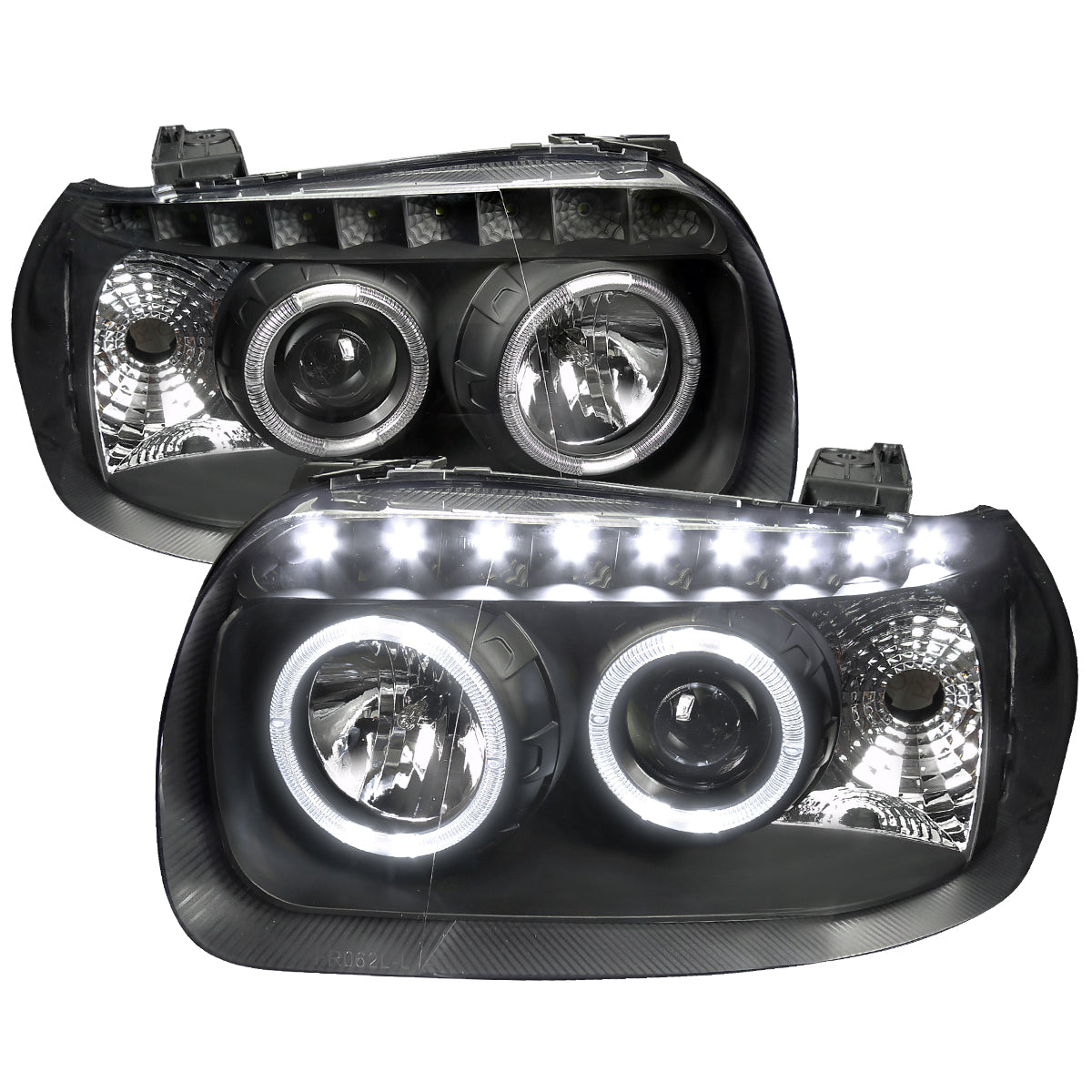 2005-2007 Ford Escape Dual Halo Projector Headlights w/ SMD LED Light Strip (Matte Black Housing/Clear Lens)