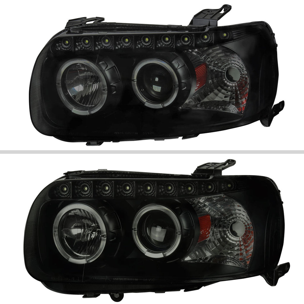 2005-2007 Ford Escape Dual Halo Projector Headlights w/ SMD LED Light Strip (Black Housing/Smoked Lens)