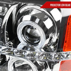 2002-2006 Cadillac Escalade Dual Halo Projector Headlights w/ SMD LED Light Strip (Chrome Housing/Clear Lens)