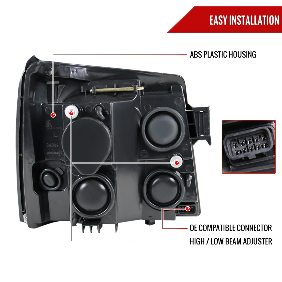 2002-2006 Cadillac Escalade Dual Halo Projector Headlights w/ SMD LED Light Strip (Chrome Housing/Smoked Lens)
