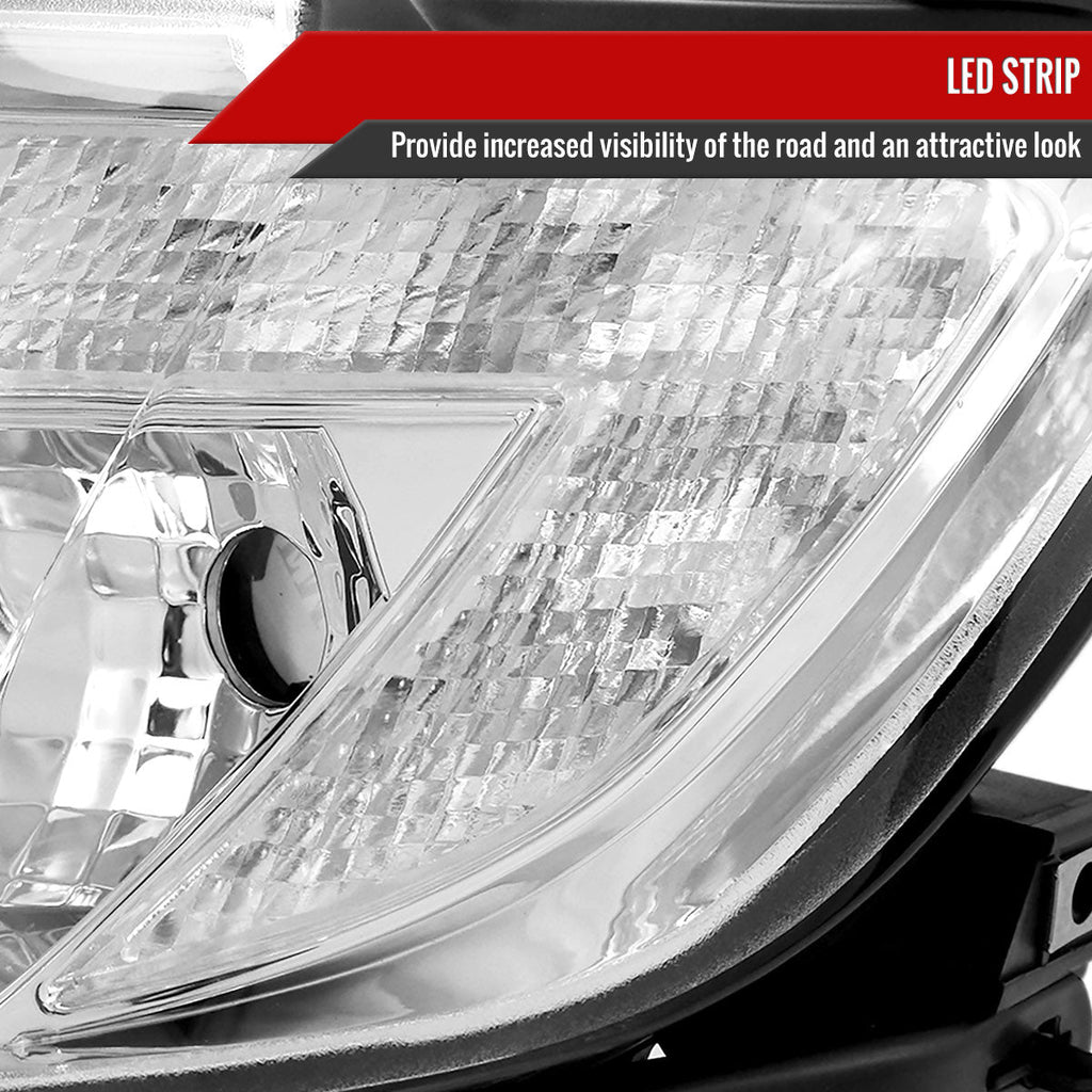 2007-2010 Ford Edge Halo Projector Headlights w/ LED Light Strip (Chrome Housing/Clear Lens)
